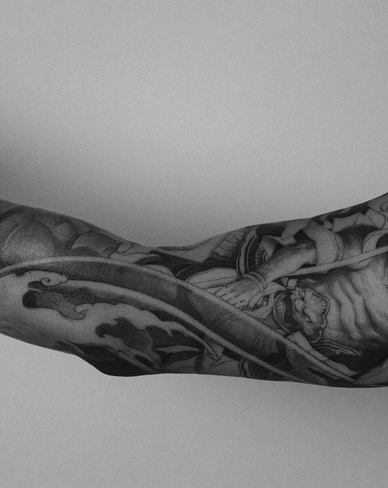 斗战胜佛纹身图片_手臂新传统齐天大圣斗战胜佛原创纹身图案