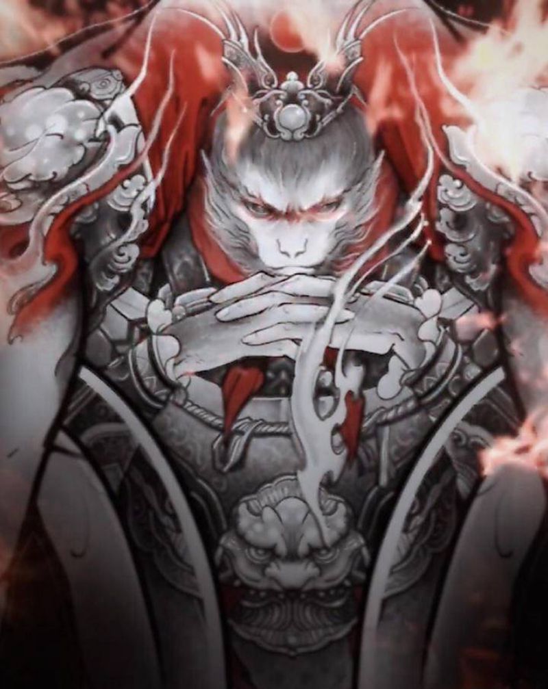 定制手稿设计纹身图片_背部新传统齐天大圣纹身图案