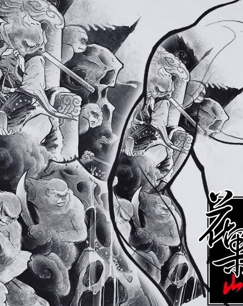 定制手稿•花果山战天兵纹身图片_手臂新传统孙悟空纹身图案