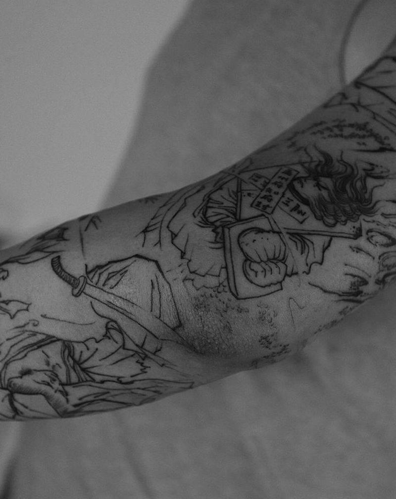 水浒【武松】纹身图片_手臂新传统水浒 武松纹身图案