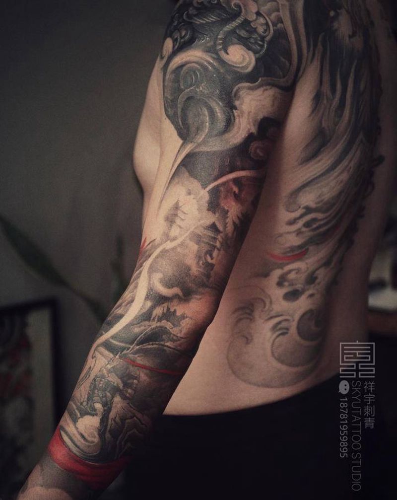 未完纹身图片_手臂新传统齐天大圣纹身图案