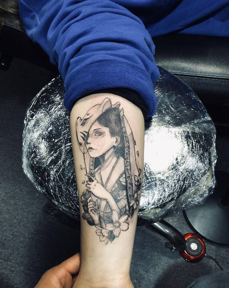 艺妓纹身图片_手臂手部纹身图案