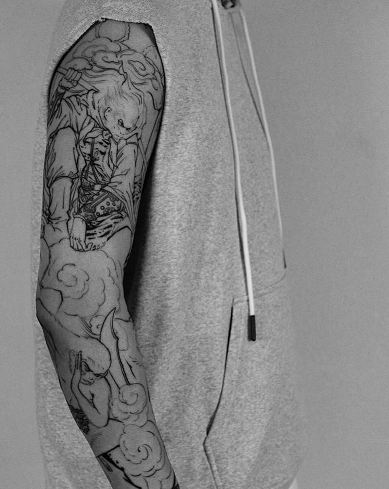 花果山*一触即发纹身图片_手臂新传统大圣 花果山纹身图案