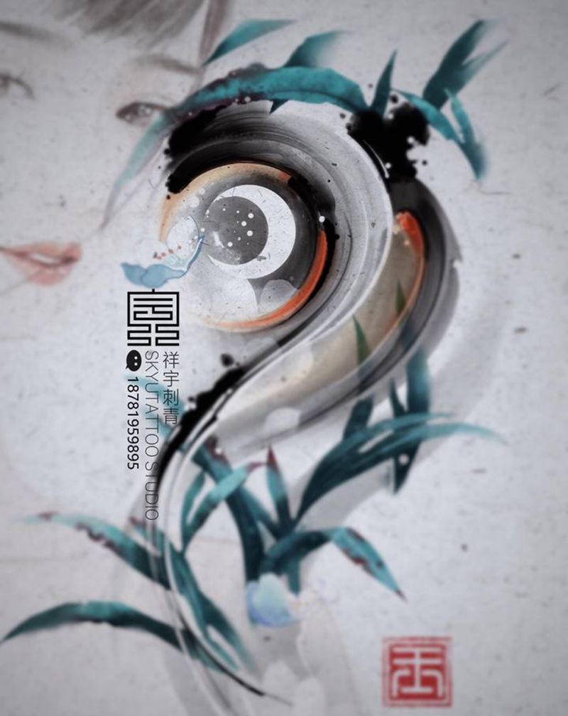 定制手稿纹身图片_手臂水墨兰花纹身图案