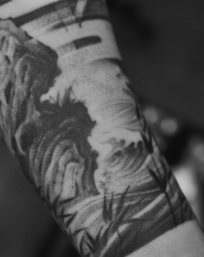 原创定制【水浒•武松】花臂纹身图片_手臂新传统水浒 武松纹身图案