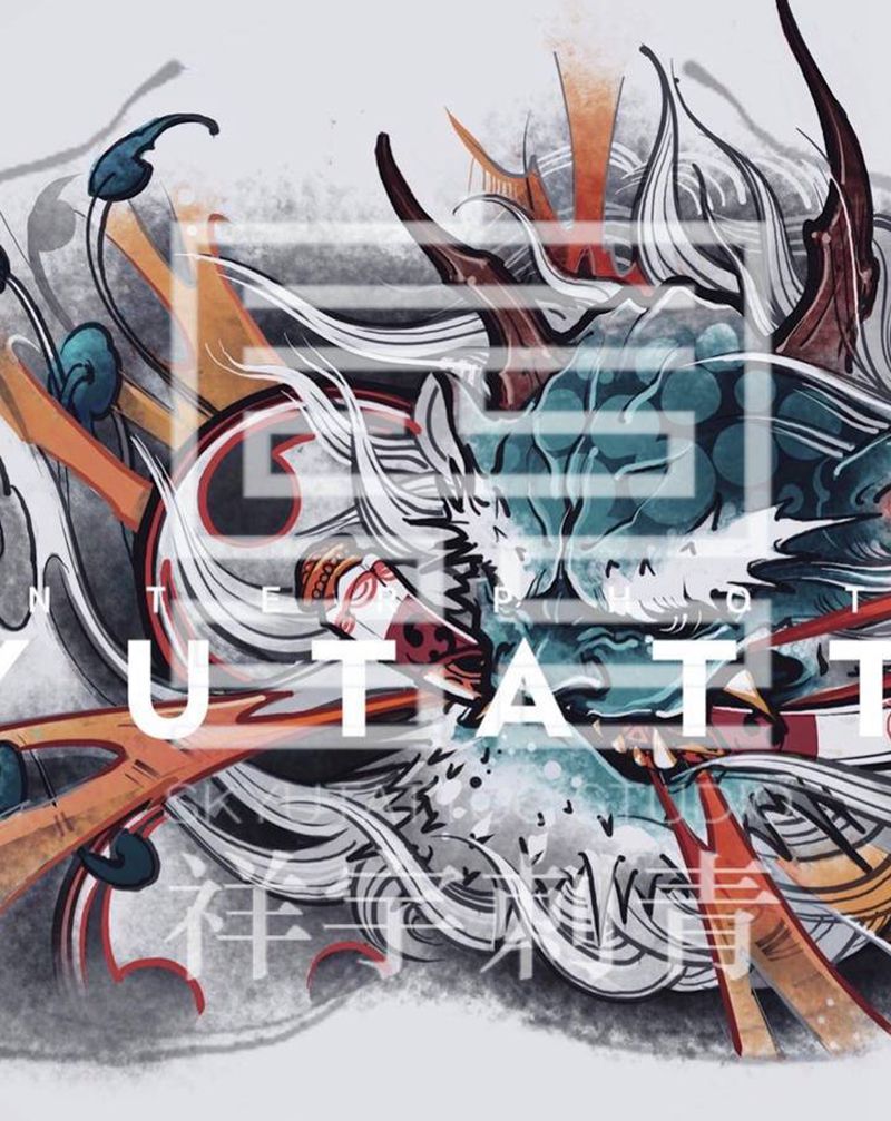 定制手稿纹身图片_胸部新传统雷神纹身图案