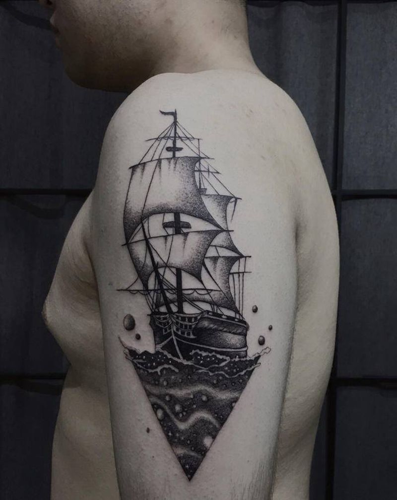 小图图纹身图片_点刺水墨纹身图案