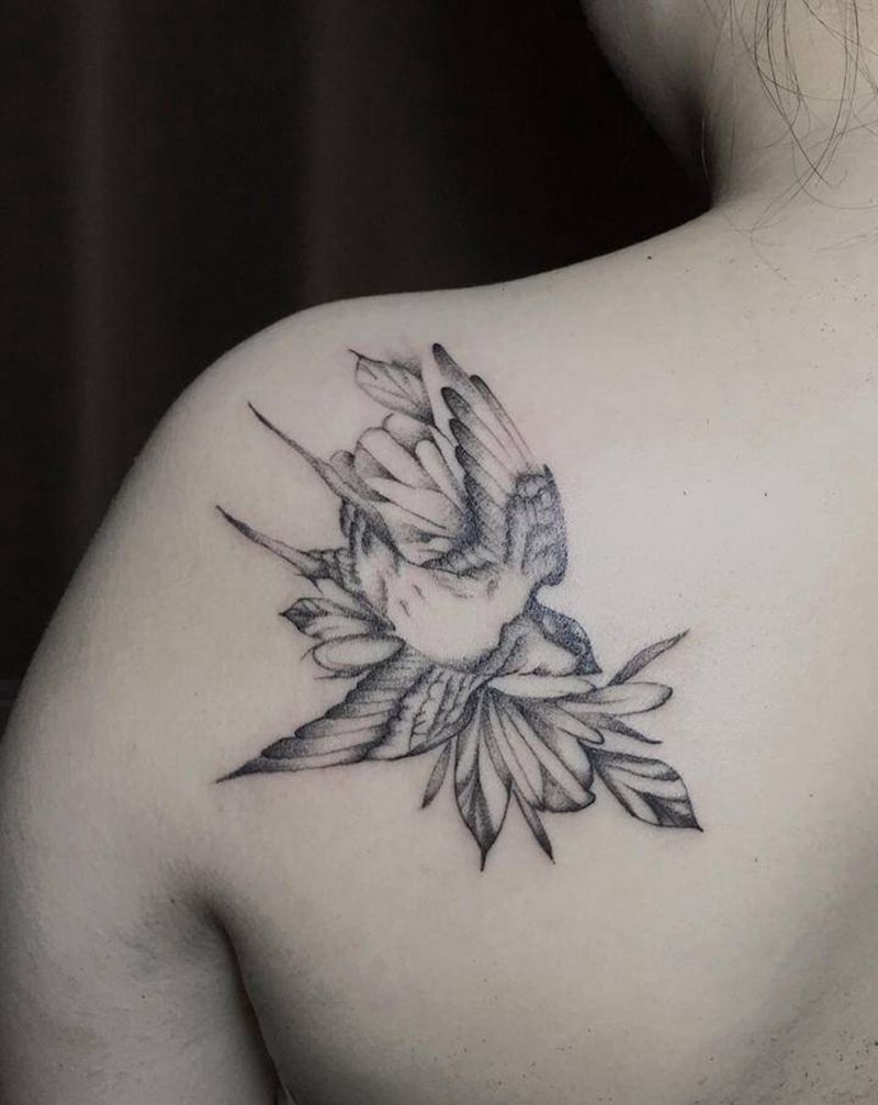 点刺纹身图片_肩部点刺纹身图案