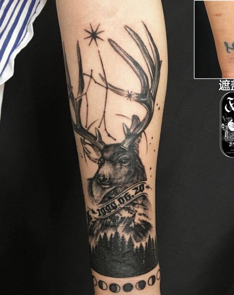 遮盖纹身图片_手臂欧美写实点刺纹身图案