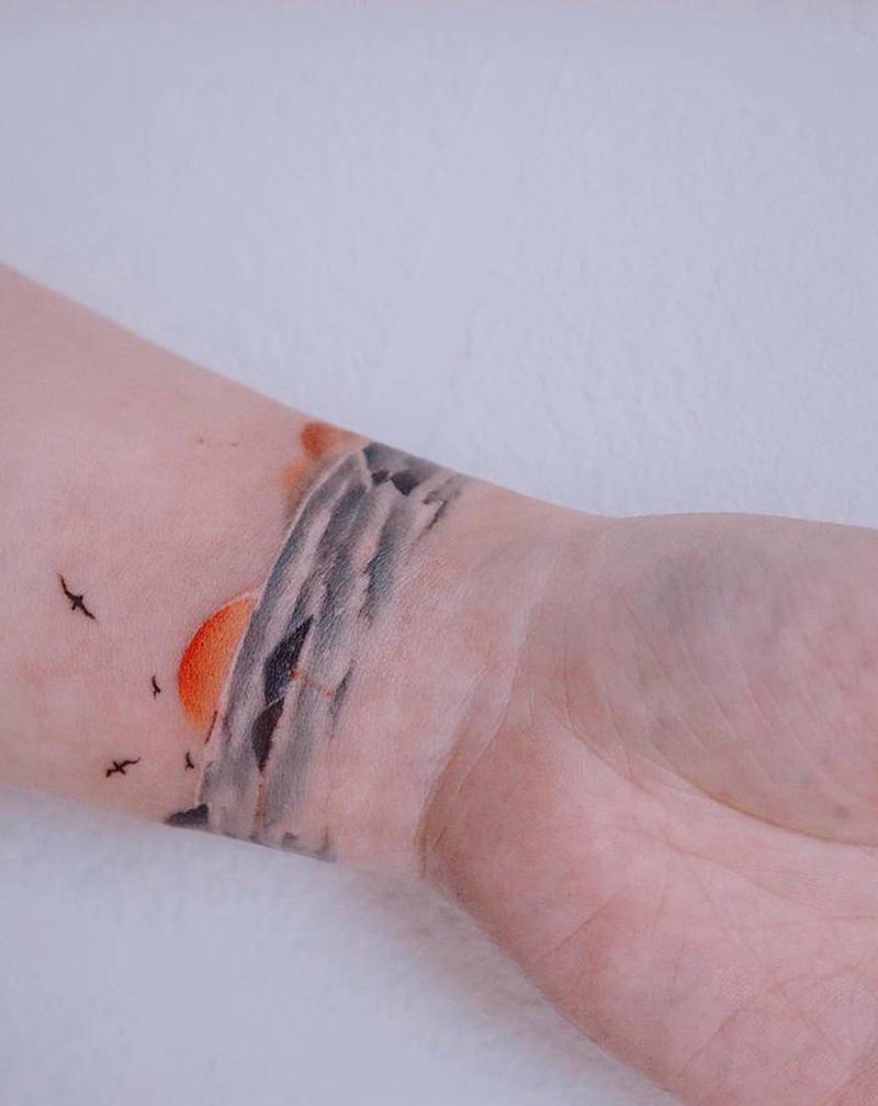 遮盖纹身图片_手臂水彩纹身图案