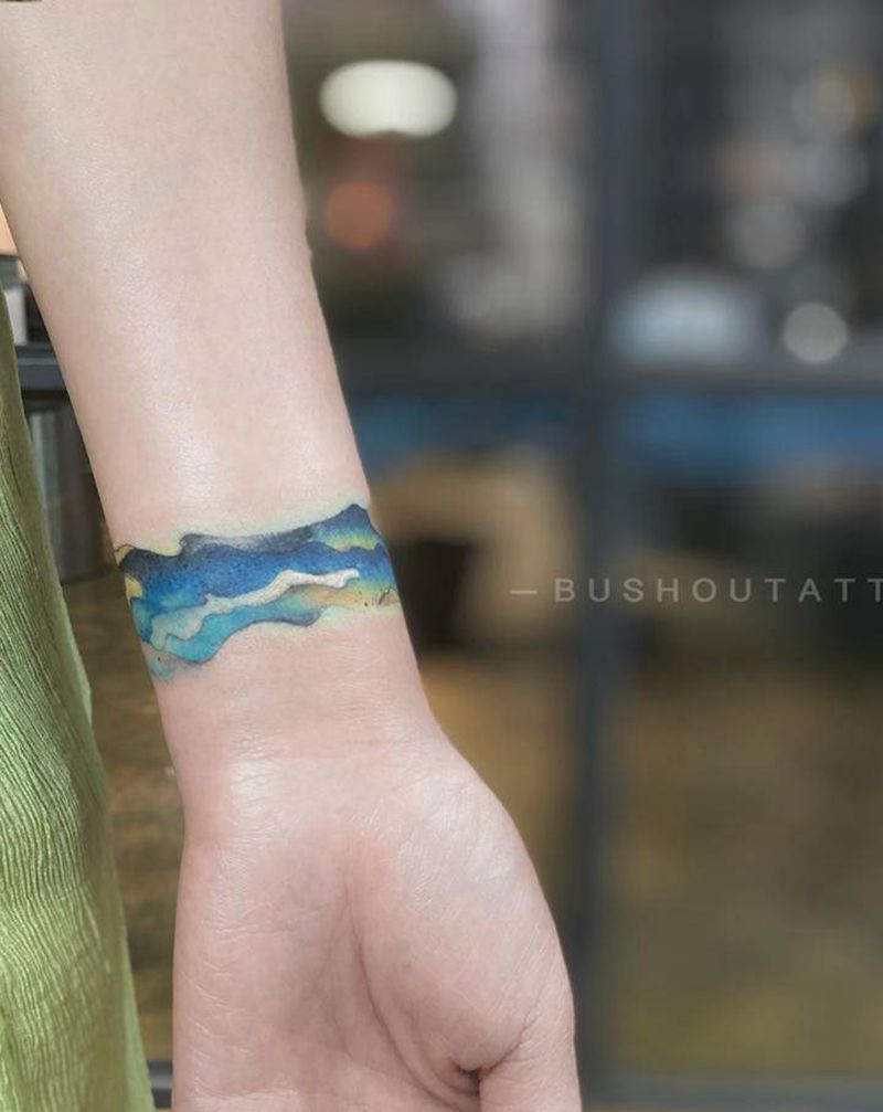 水墨手环纹身图片_手臂水墨手环纹身图案