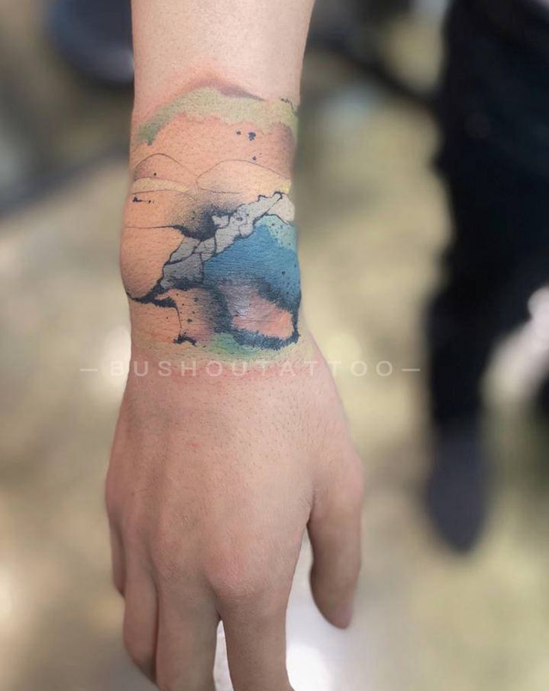 水墨手环纹身图片_手臂手部水墨手环纹身图案