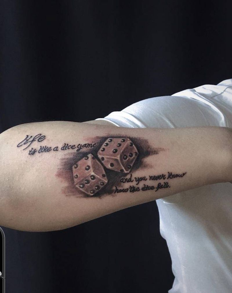 骰子纹身图片_成品手臂欧美写实成都刺青成都纹身图案