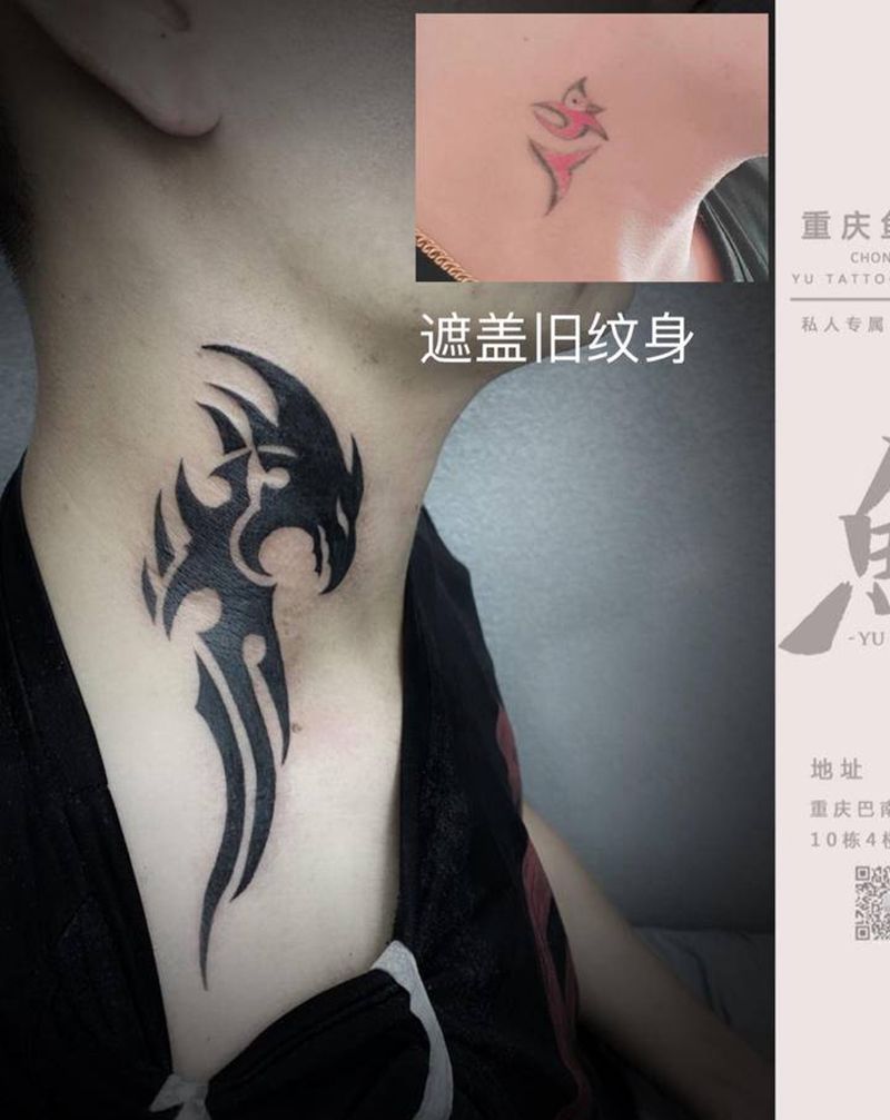 图腾遮盖纹身图片_颈部图腾纹身图案