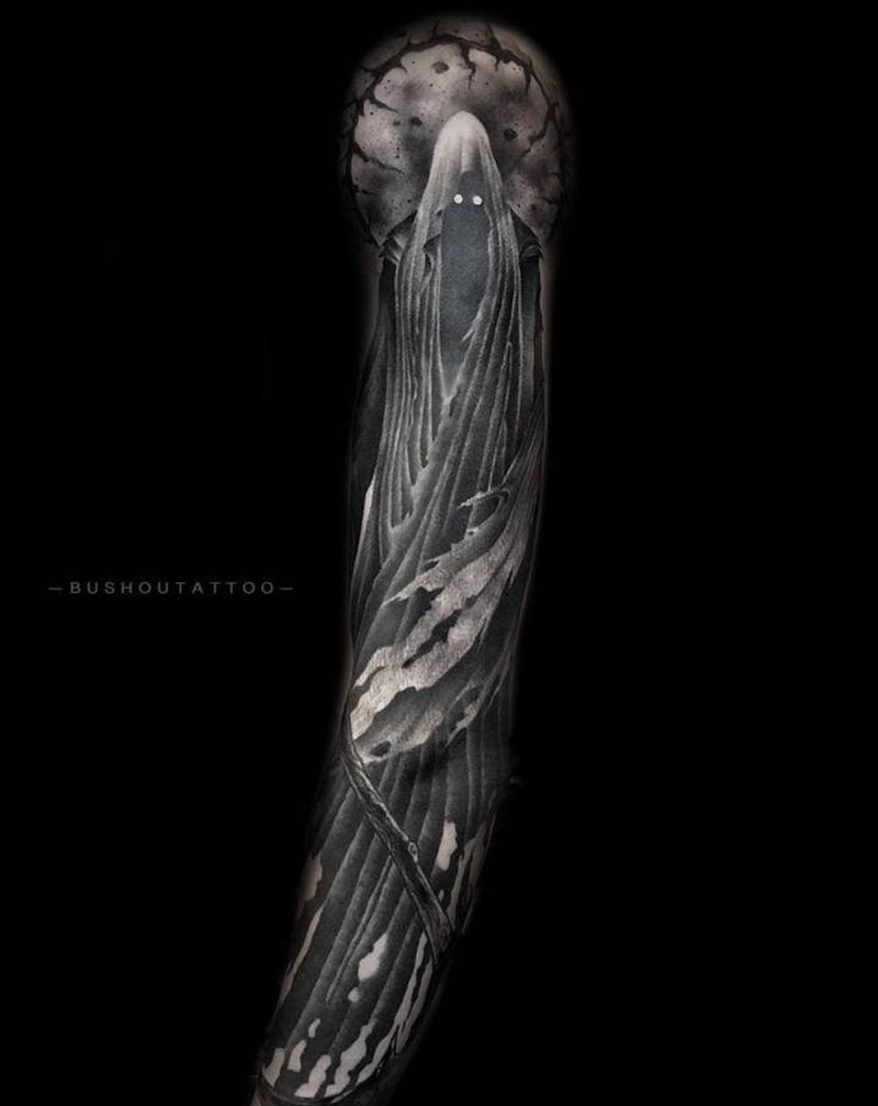 死神纹身图片_手臂臀部欧美写实点刺纹身图案