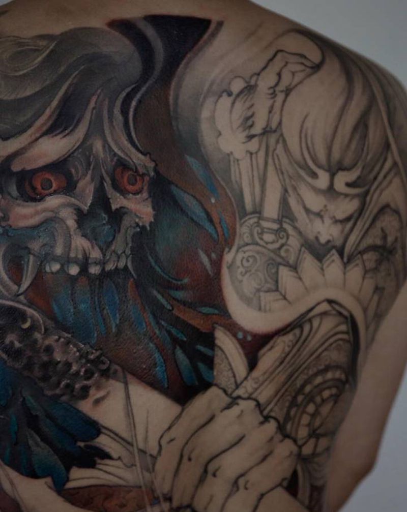 遮盖纹身图片_背部纹身图案