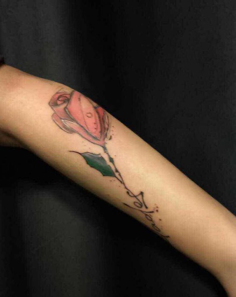 学员作品纹身图片_手臂手部花体字水彩纹身图案