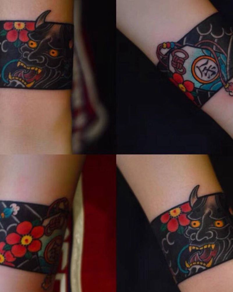 臂环纹身图片_手臂手部老传统新传统纹身图案