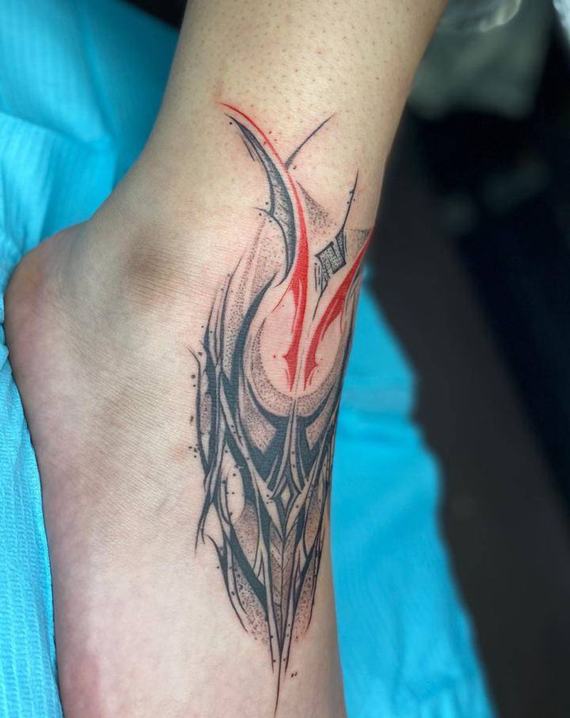 暗黑花体纹身图片_脚部花体字纹身图案