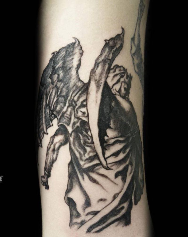 撒旦纹身图片_手臂欧美写实纹身图案