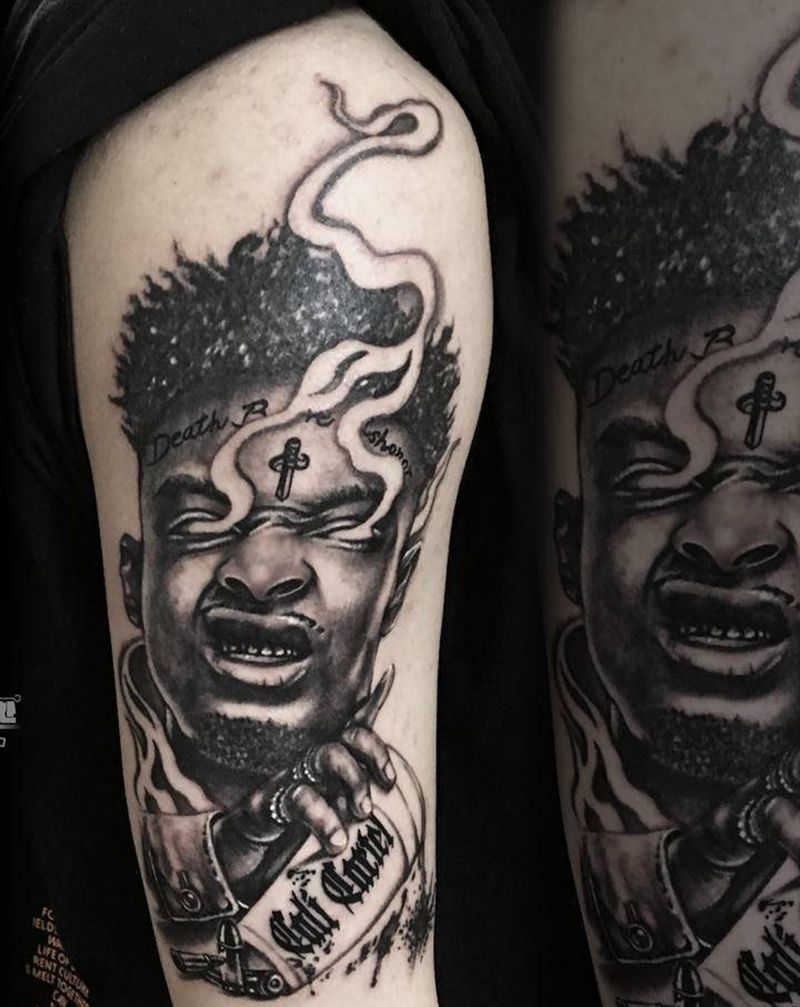 21savage纹身图片_手臂欧美写实匪帮奇卡诺纹身图案