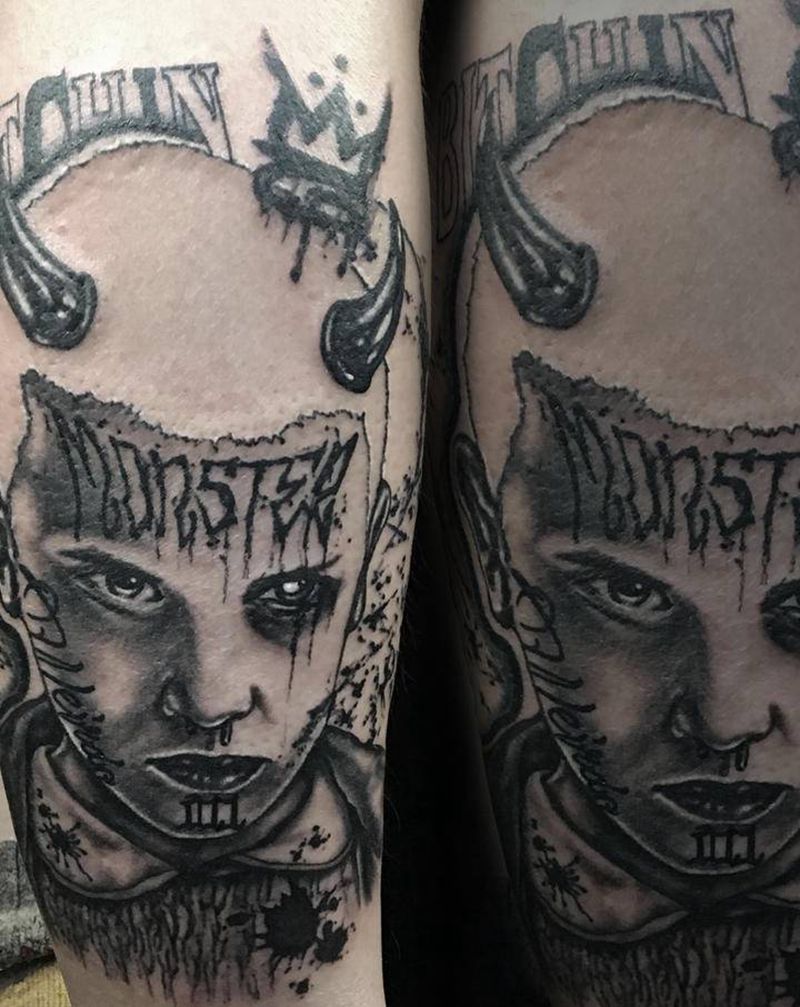 怪奇物语 EL纹身图片_腿部欧美写实以太政纹身图案