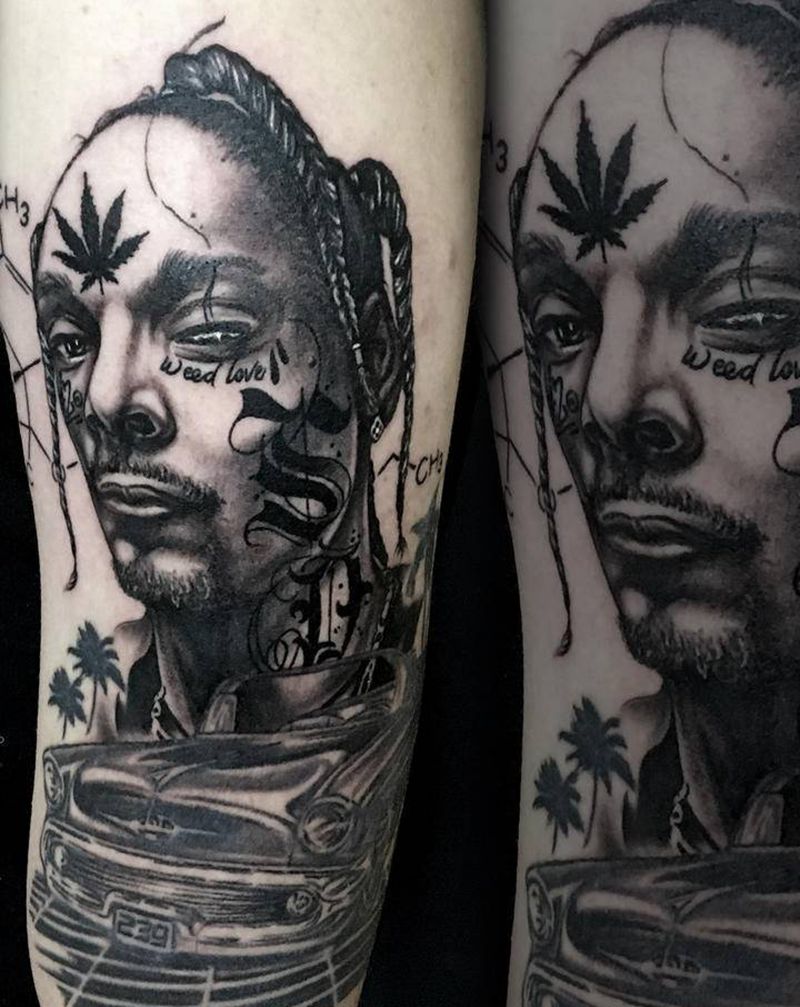 狗爷纹身图片_手臂欧美写实花体字匪帮纹身图案