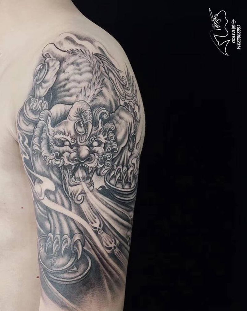 貔貅纹身纹身图片_手臂新传统纹身图案