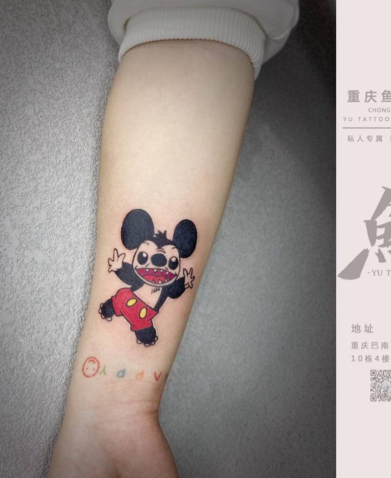 史迪仔纹身图片_手臂New School纹身图案