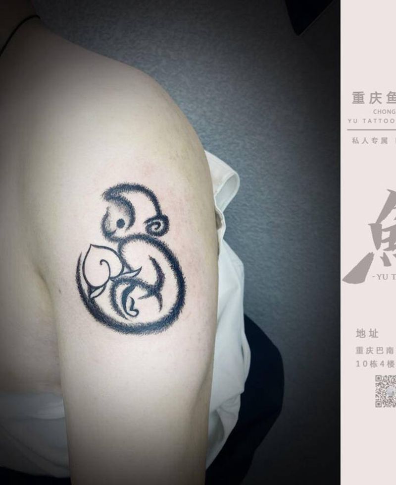 生肖猴子纹身图片_手臂New School纹身图案