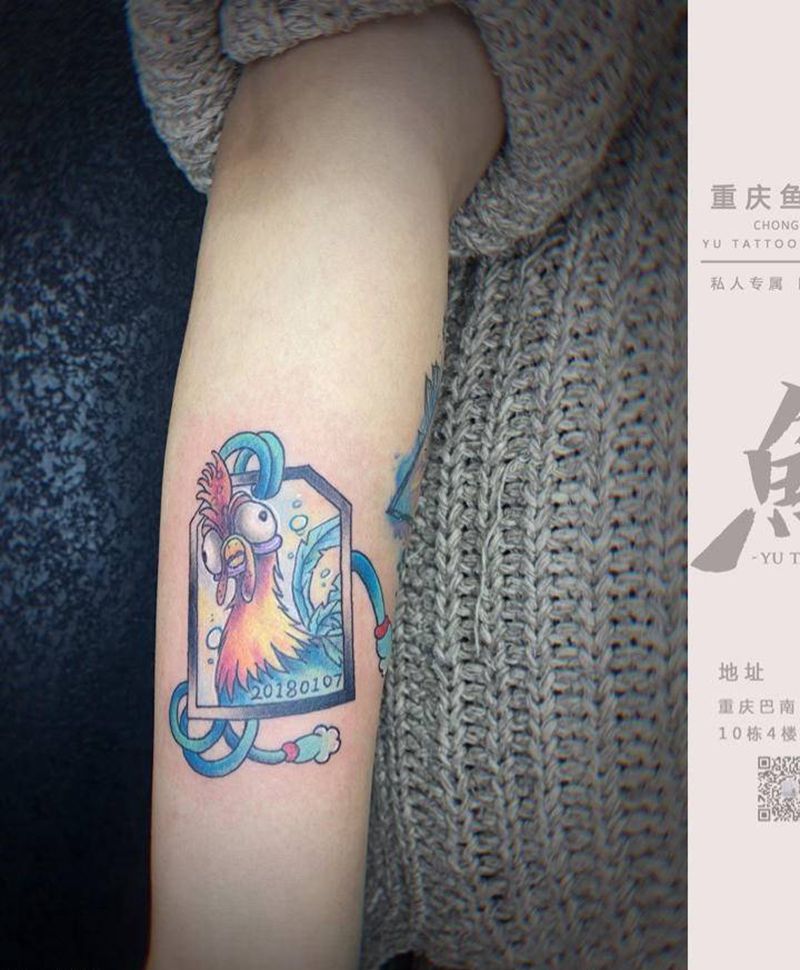 生肖鸡纹身纹身图片_手臂New School纹身图案