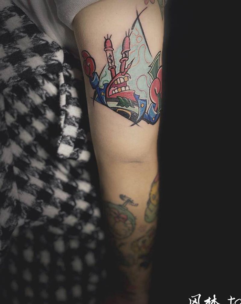 蟹老板纹身图片_手臂New School纹身图案