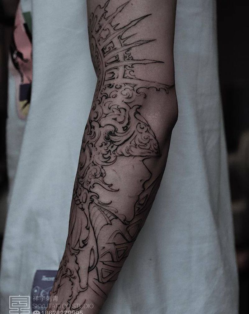 重生纹身图片_手臂New School巴洛克纹身图案