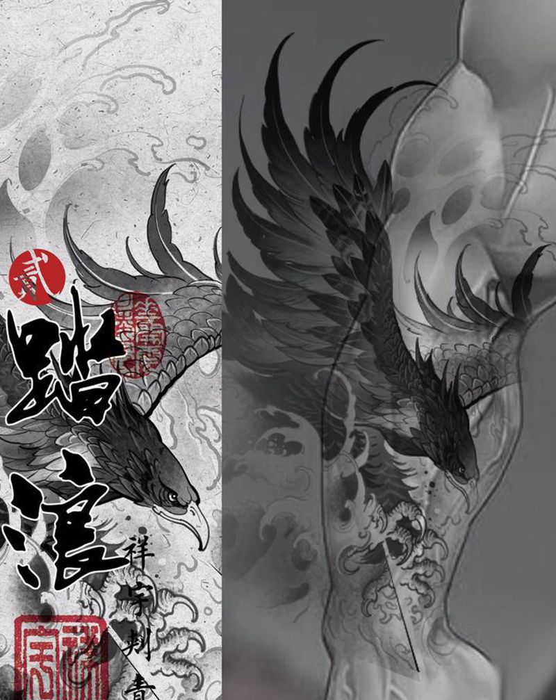 定制手稿纹身图片_手臂新传统鹰纹身图案