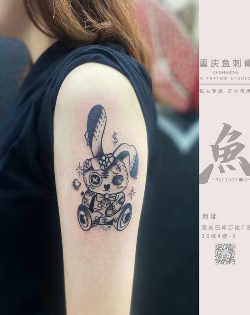 school兔子纹身图片_手臂New School纹身图案