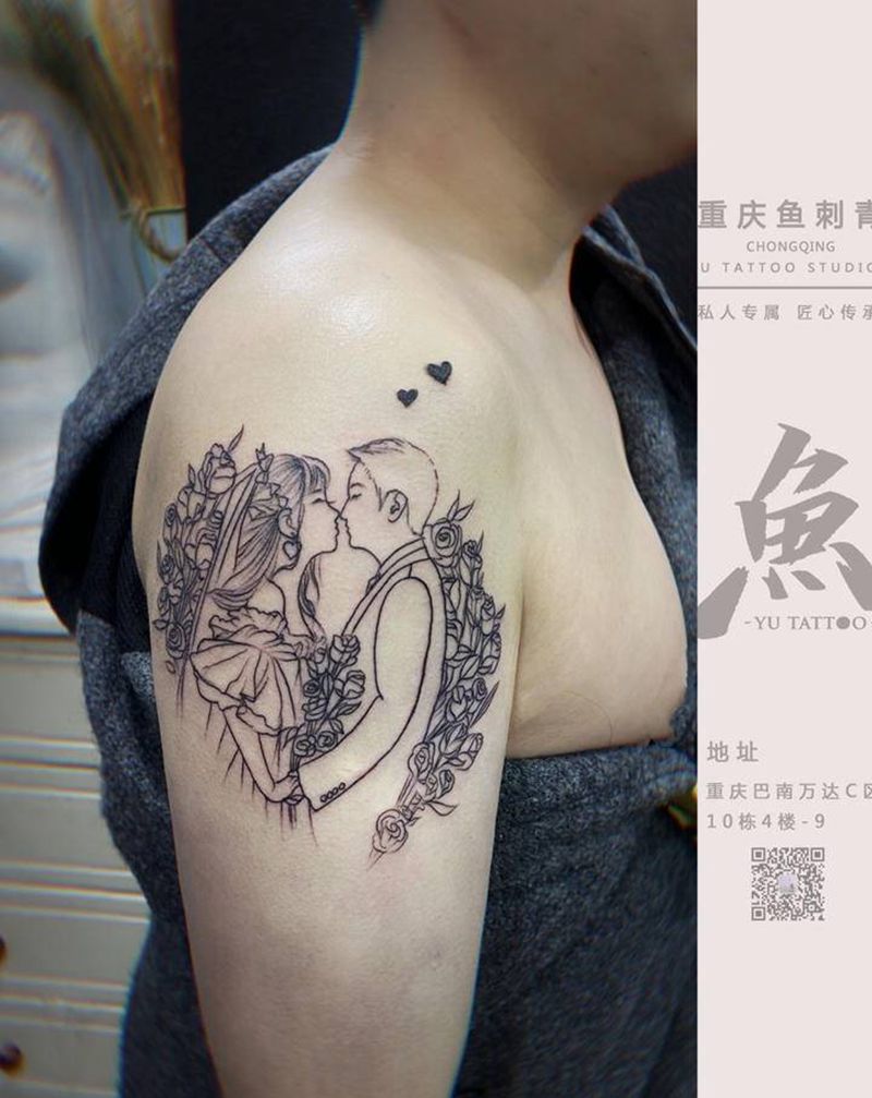 结婚照纹身纹身图片_手臂几何纹身图案