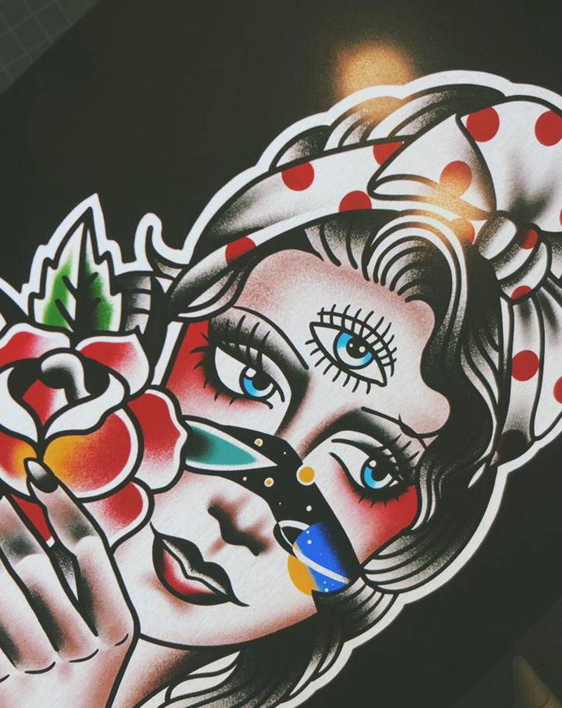 old school女郎纹身图片_Old School女郎纹身图案