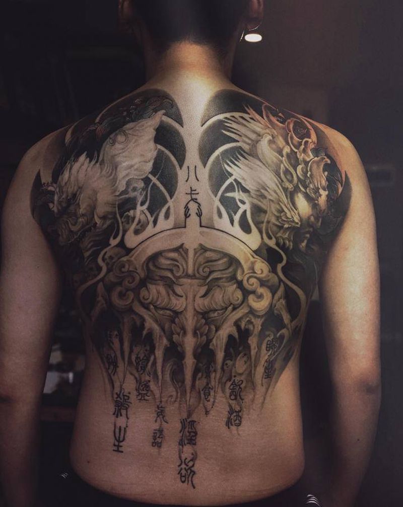 八戒纹身图片_背部新传统八戒 天蓬纹身图案