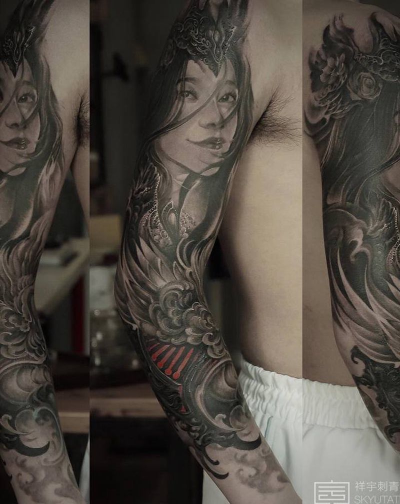 定制纹身纹身图片_手臂欧美写实家人纹身图案