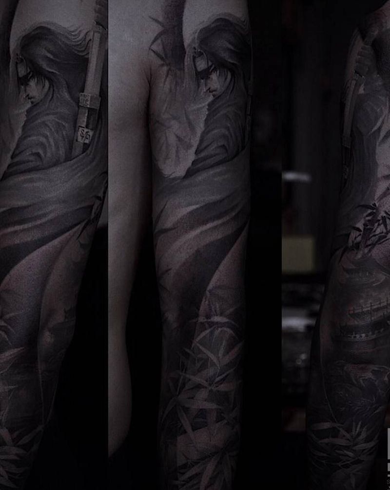 独孤纹身图片_新传统江湖 武侠纹身图案