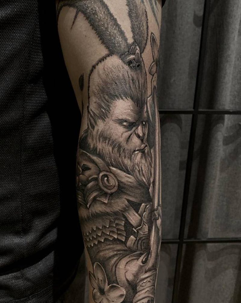 大圣，未完待续纹身图片_手臂新传统纹身图案