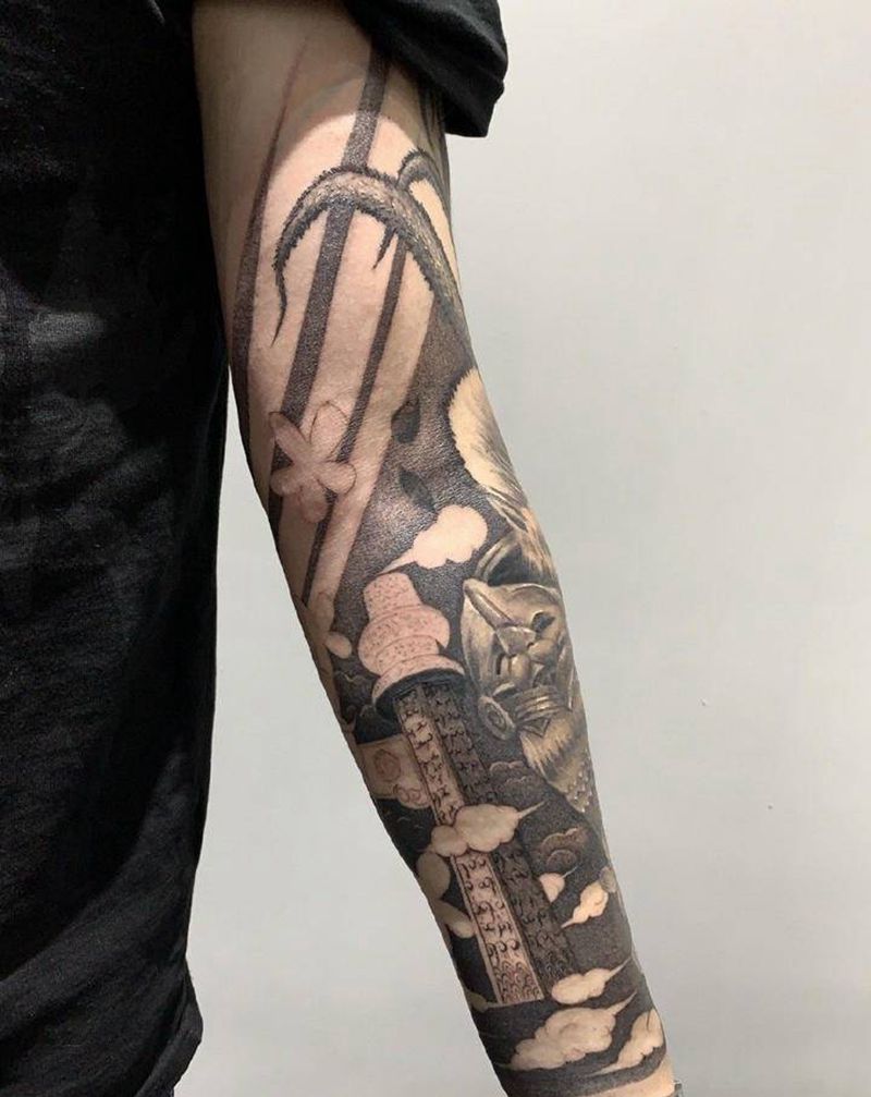 每次一点点纹身图片_手臂新传统纹身图案