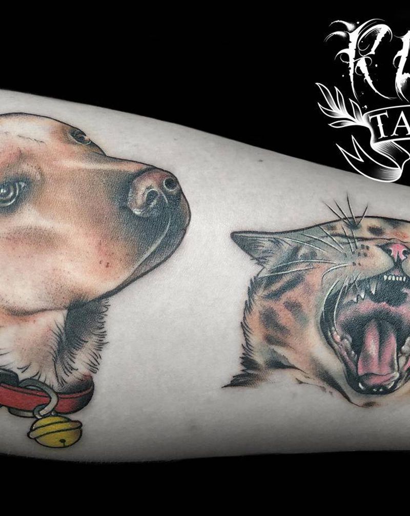 猫猫丸子狗子布丁纹身图片_手臂New School纹身图案