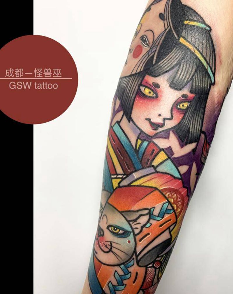 伤疤遮盖纹身图片_手臂New School纹身图案