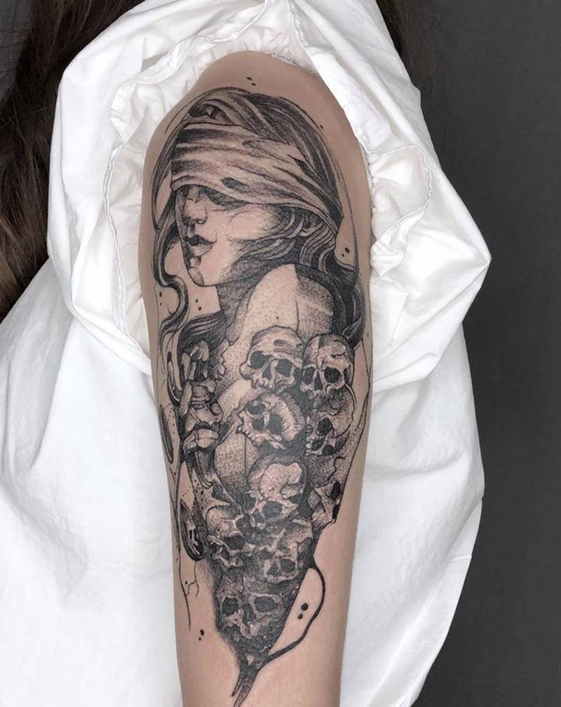 点刺暗黑纹身图片_点刺纹身图案