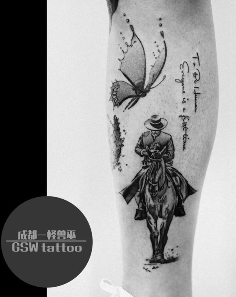 伤疤遮盖纹身图片_腿部欧美写实纹身图案
