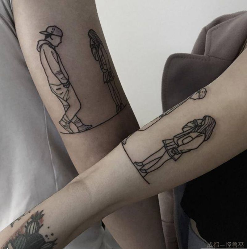 情侣纹身图片_手臂纹身图案