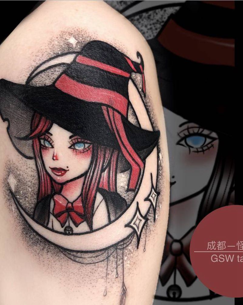 小女巫纹身图片_手臂纹身图案