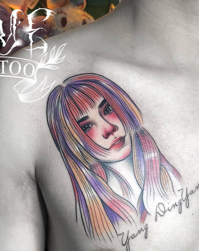 卡通照片纹身图片_胸部New School原创纹身图案