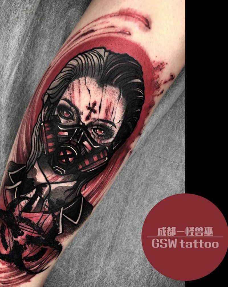 生化危机纹身图片_腿部New School纹身图案